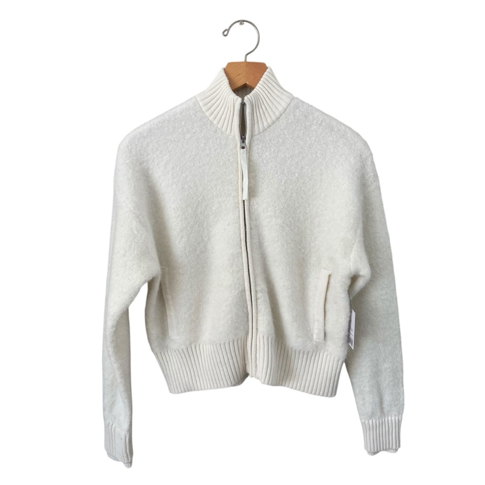 NWT FLX Wool Natural Fiber Cozy Winter White Zip Jacket Women’s Size XS